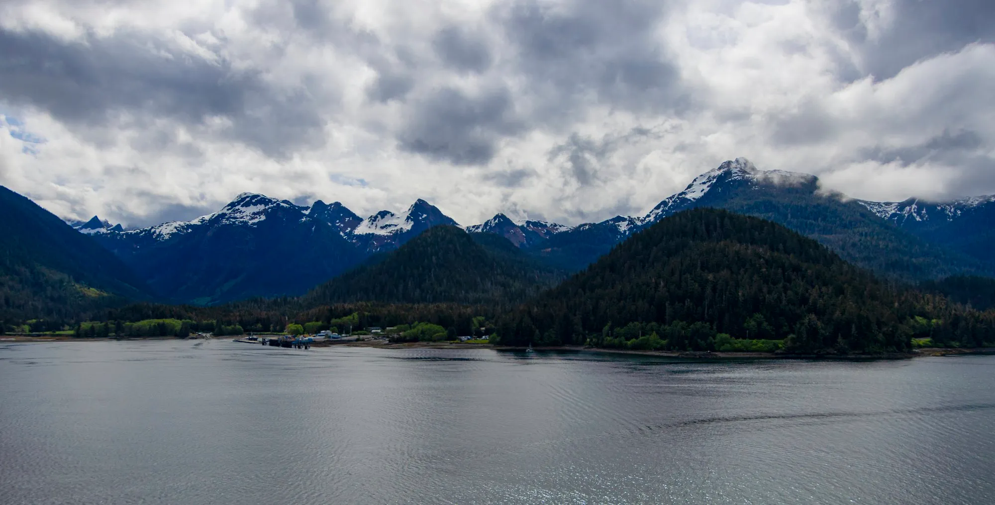 The coast south of Sitka under low cloud on the approach
