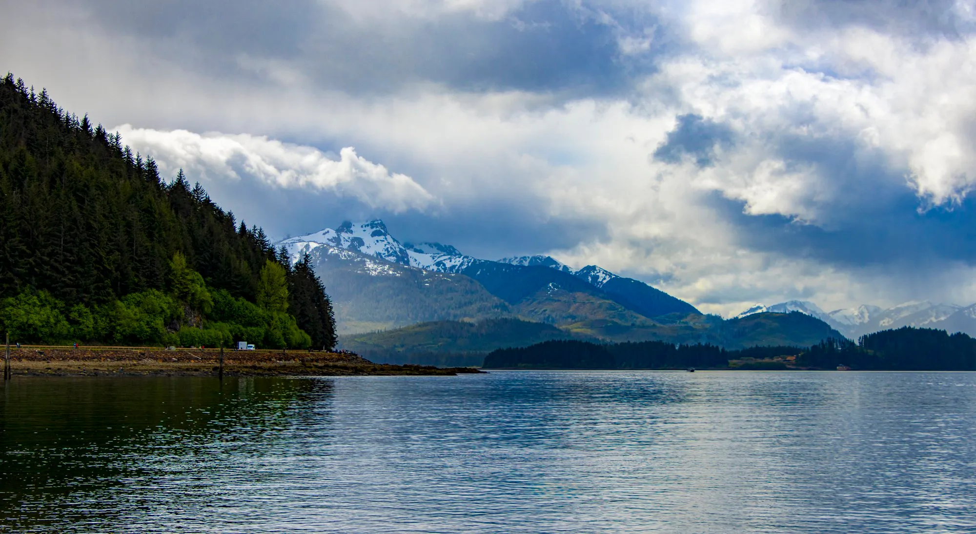 Port Frederick from the shore at Icy Strait Point
